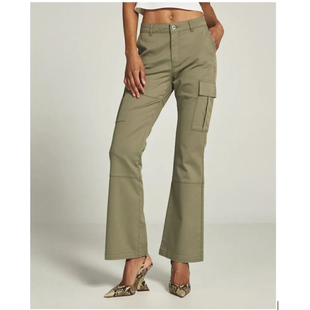 7Diamonds Size 30 10 Nellie Cargo Pants Olive Green Flare Utility
